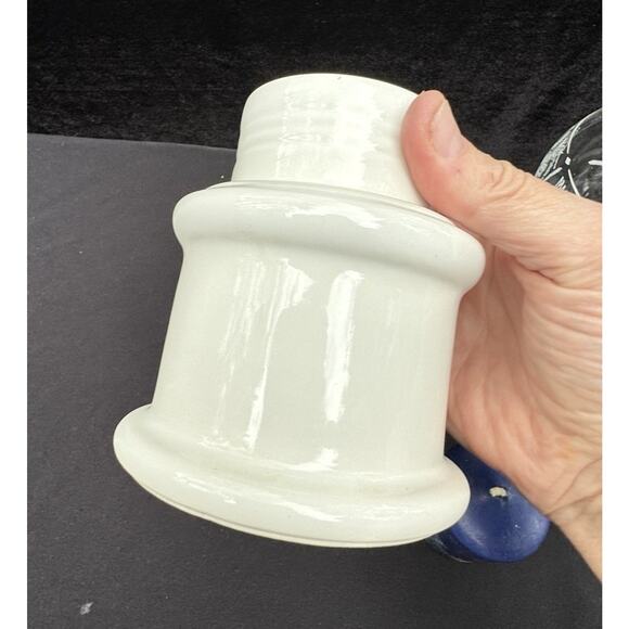 Vintage Avon Candle Holder Clear Glass  Beautiful Vintage MCM White Pottery Candle Holder With Clear Diana Globe